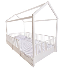 cama casa con barandales