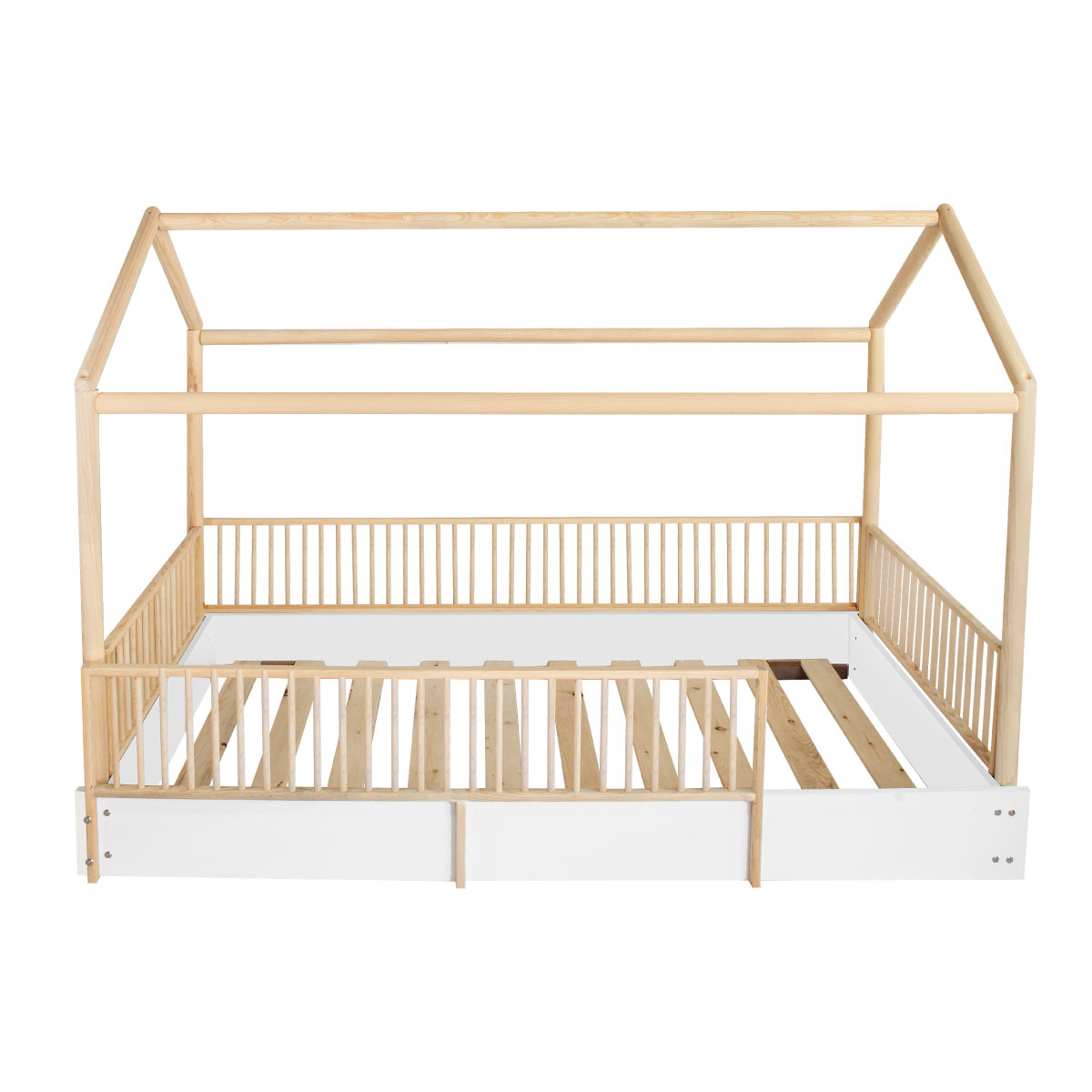 Cama Casa Cercada Natural (no barnizada)