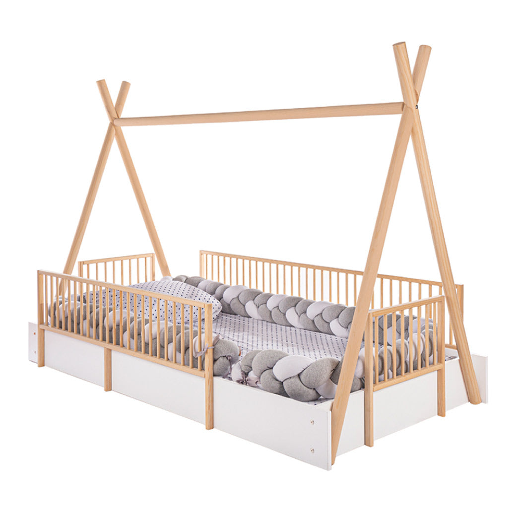 Cama Tipi Cercada Natural (no barnizada)