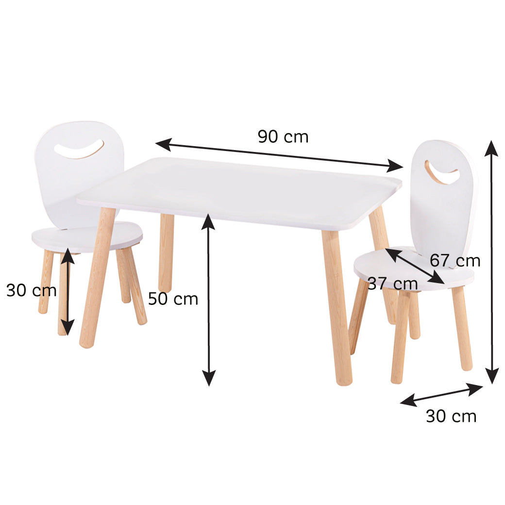 Mesa Rectangular Melamina - Dos Sillas Feliz (no barnizada)