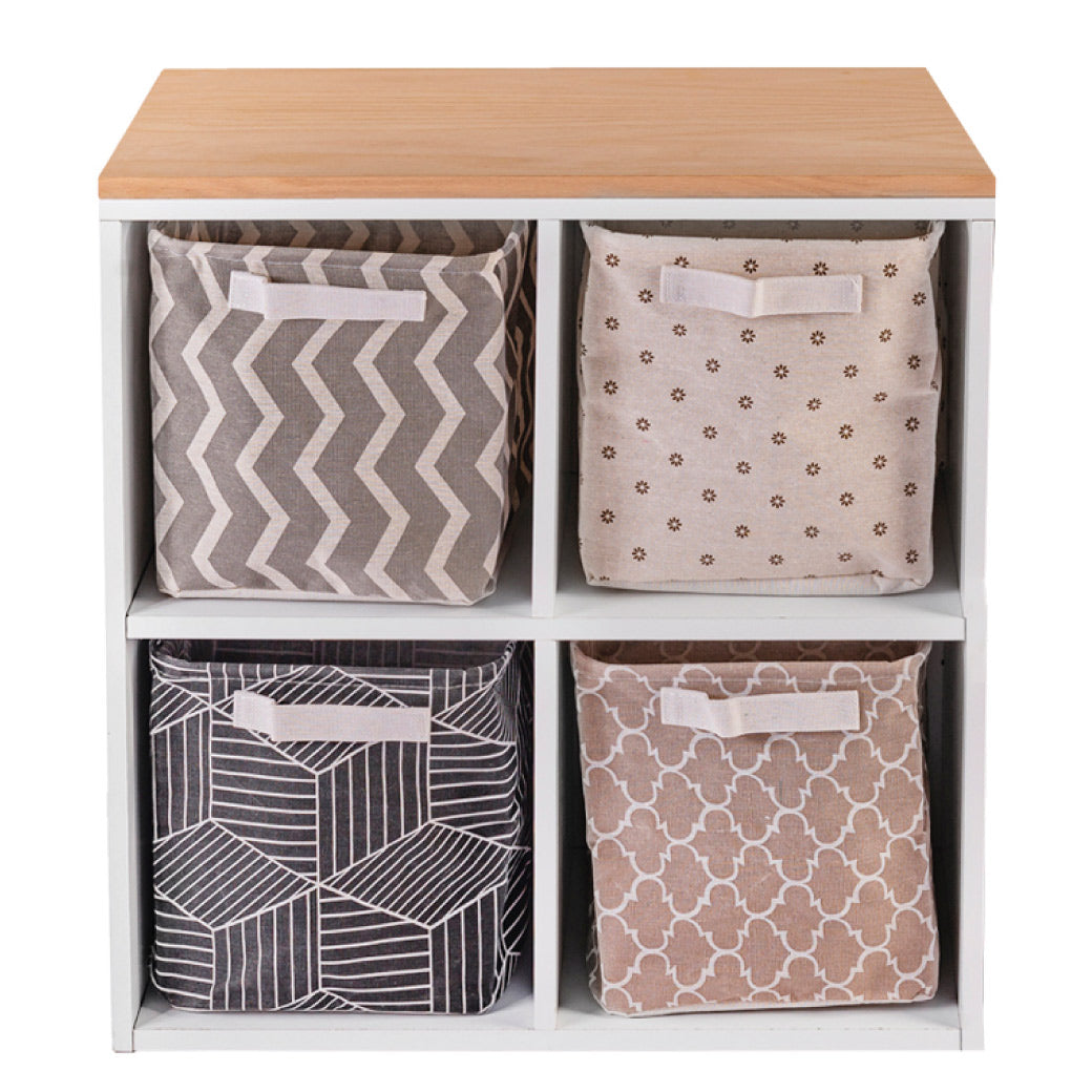 Estantería Infantil de Madera con 4 Cubos – Encino y Melamina