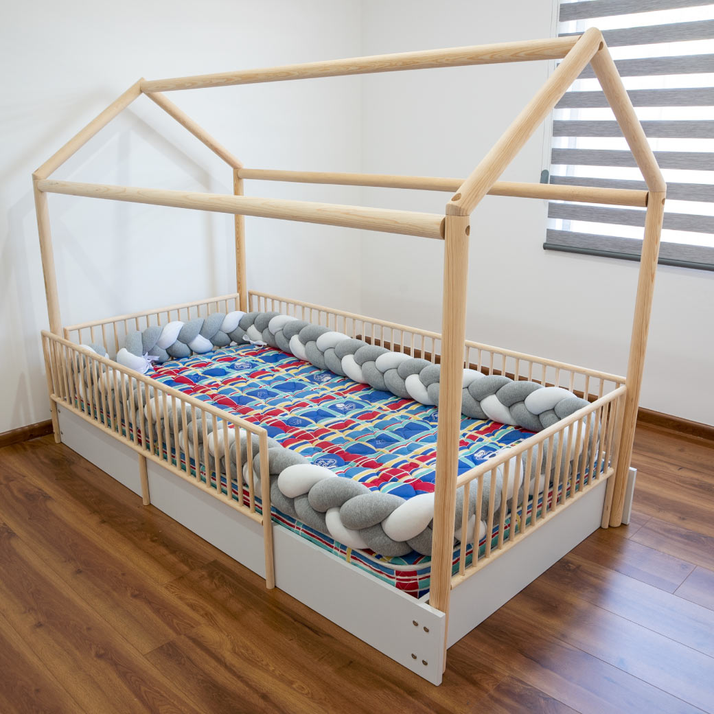 Cama Casa Cercada Natural (no barnizada)