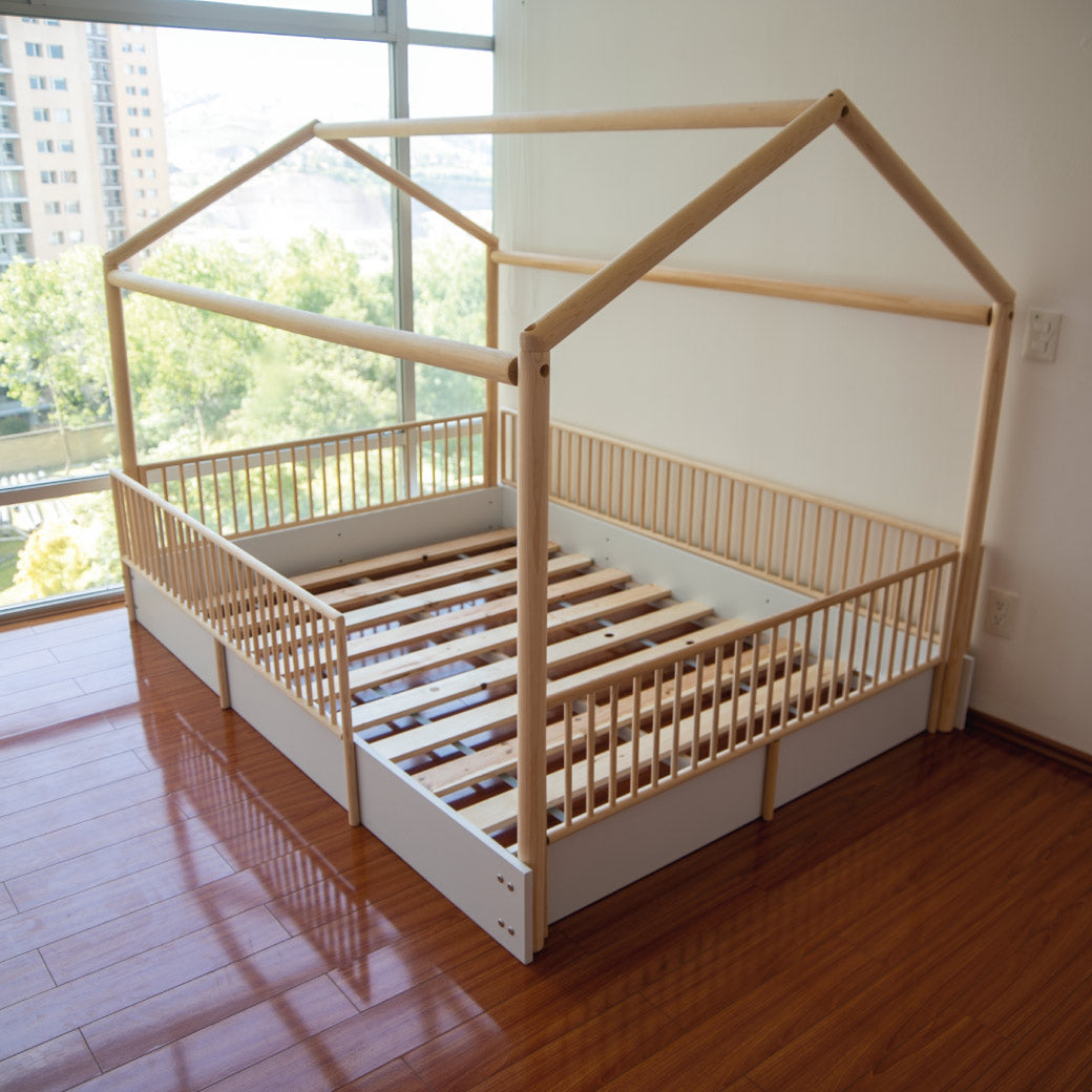 Cama Casa Cercada Natural (no barnizada)