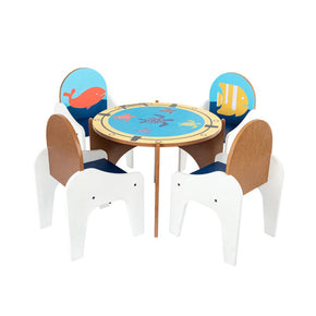 mesa y sillas para niños de madera
