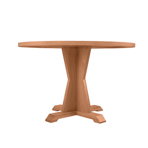 Mesa Comedor Redonda de Encino con Pedestal N3– Para Compartir a Diario (120 × 120 × 75 cm)