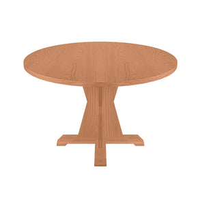 Mesa Comedor Redonda de Encino con Pedestal N3– Para Compartir a Diario (120 × 120 × 75 cm)